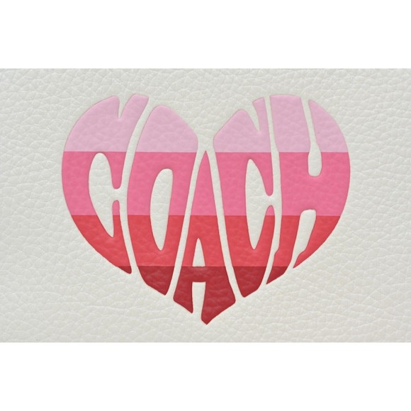 COACH NOLITA 19 Wristlet Chalk Pebbled Leather Stripe Heart Motif CA797 NWT $218 - Picture 7 of 12